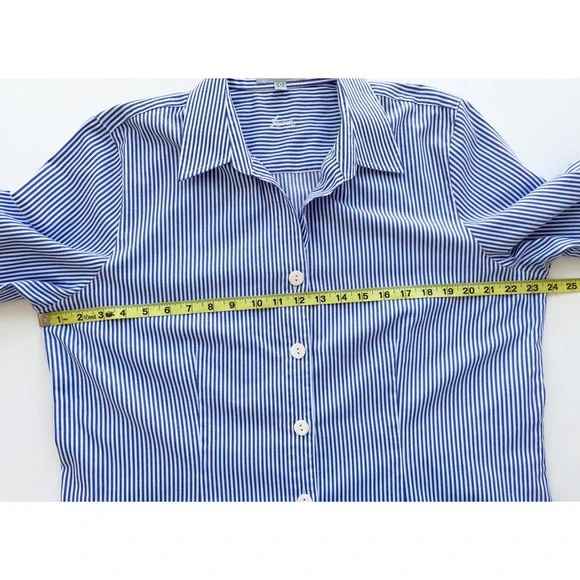 Foxcroft Wrinkle Free Fitted Button Up Shirt Blue White Stripe Womens 18 - Picture 8 of 9